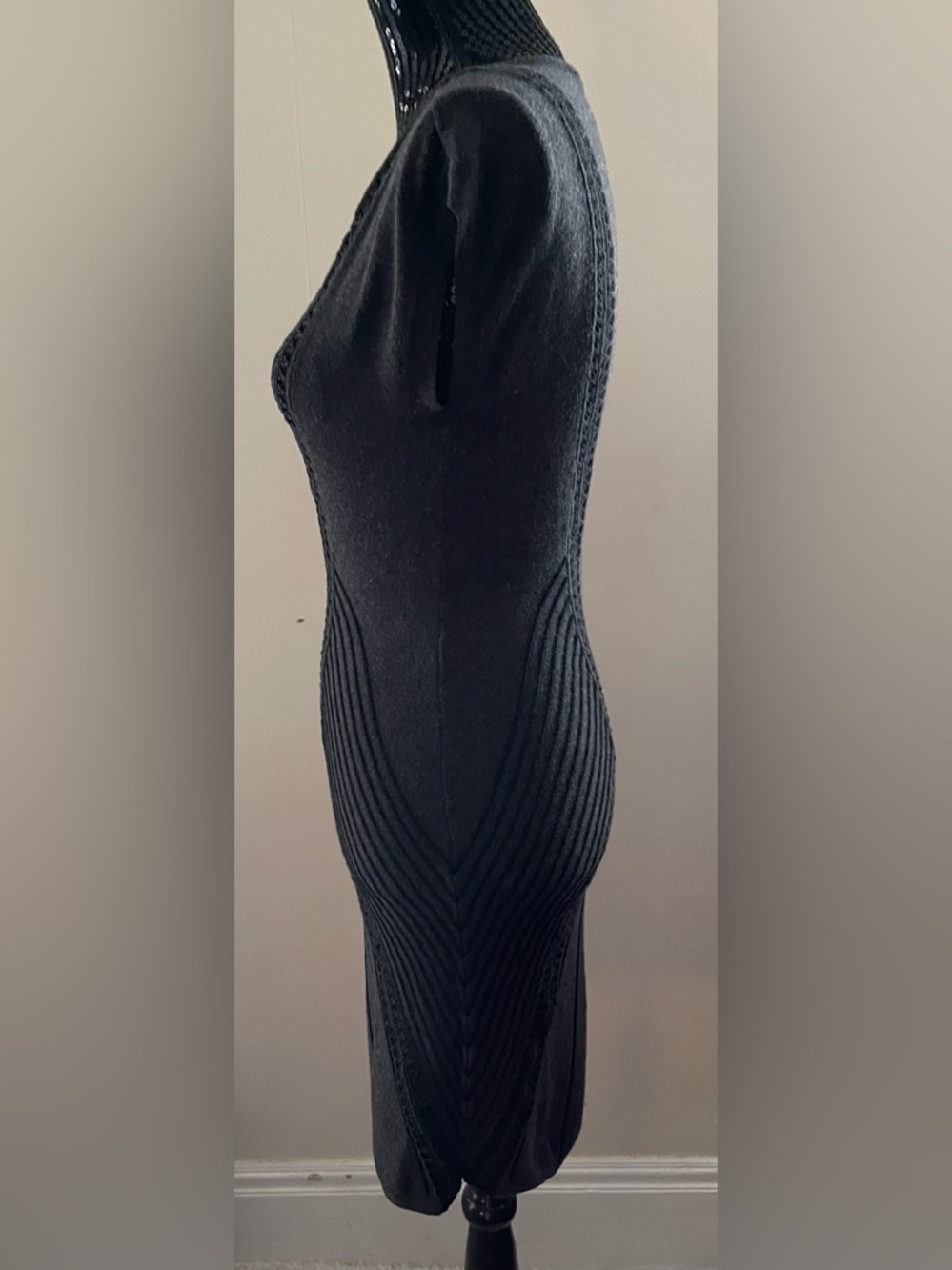 Grey & Black  Bodycon Light Knit Dress - Picture 3 of 8